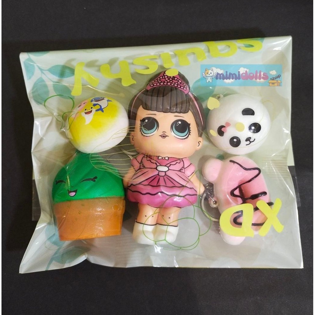 Squishy Paket Boneka LOL 5pcs (1pcs LOL & 4pcs teman kecil) FREE PACKAGING dengan HARGA TERJANGKAU