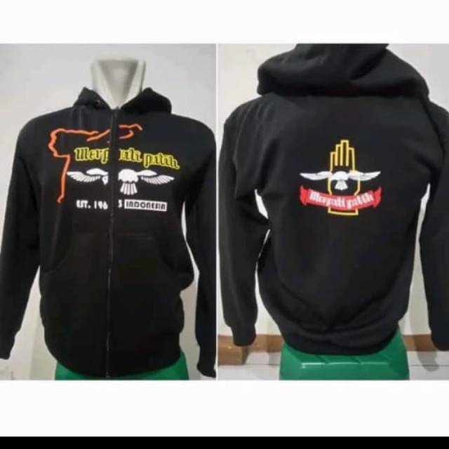 Sweater Hoodie Zipper merpati putih