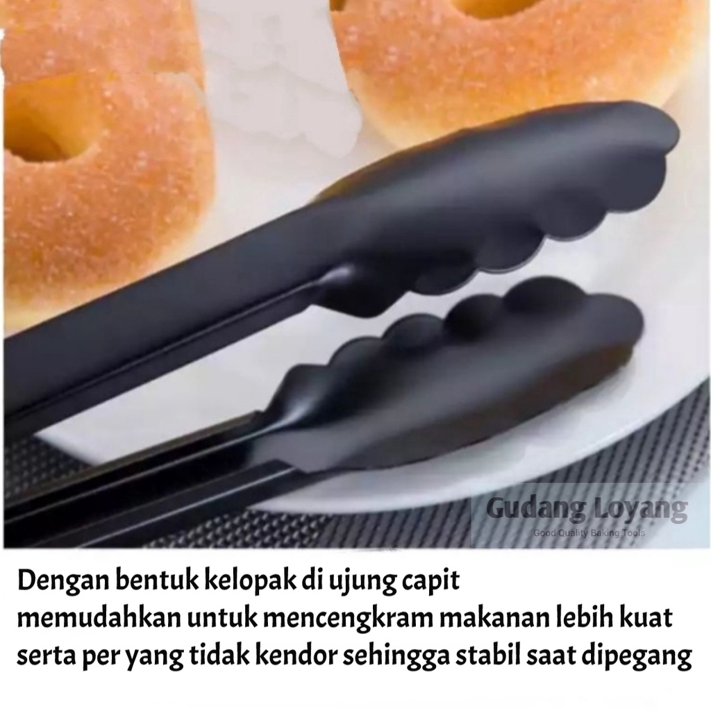 Capit Gorengan Capit Es Capit Berbeque Penjepit Makanan Capitan Pasta Bahan Steinless Hitam Tebal