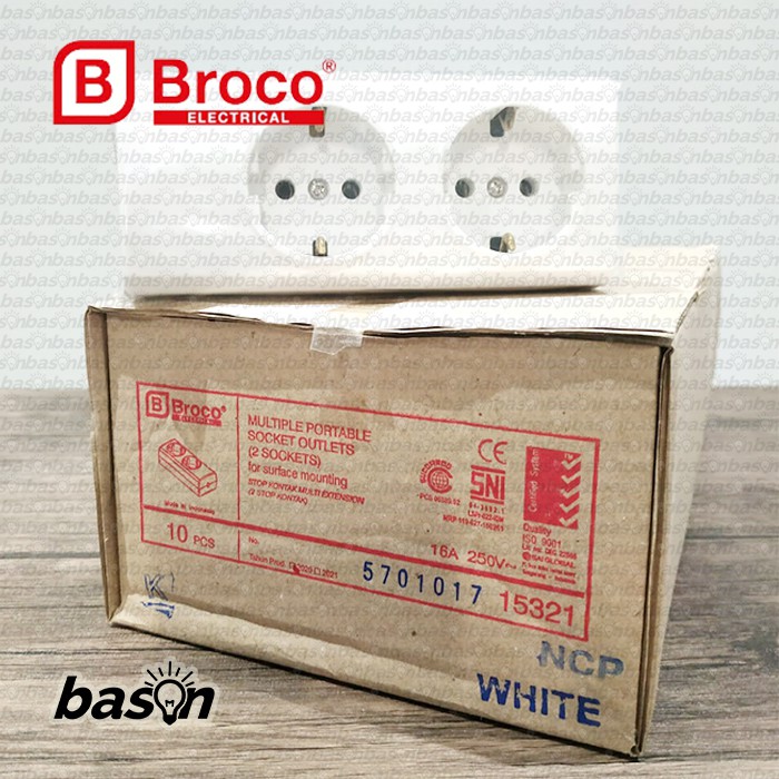 BROCO 15321 NCP 16A 250V SNI - Stop Kontak 2 Lubang tanpa kabel