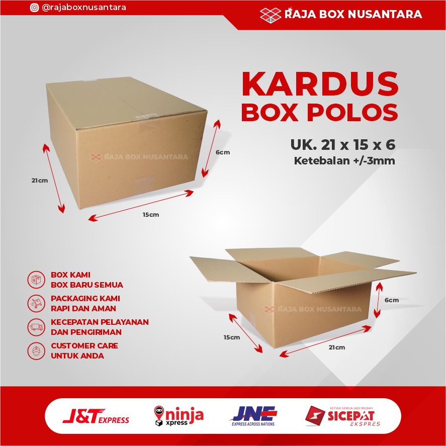 

Kardus Box Packing Polos Uk 21x15x6cm Tebal