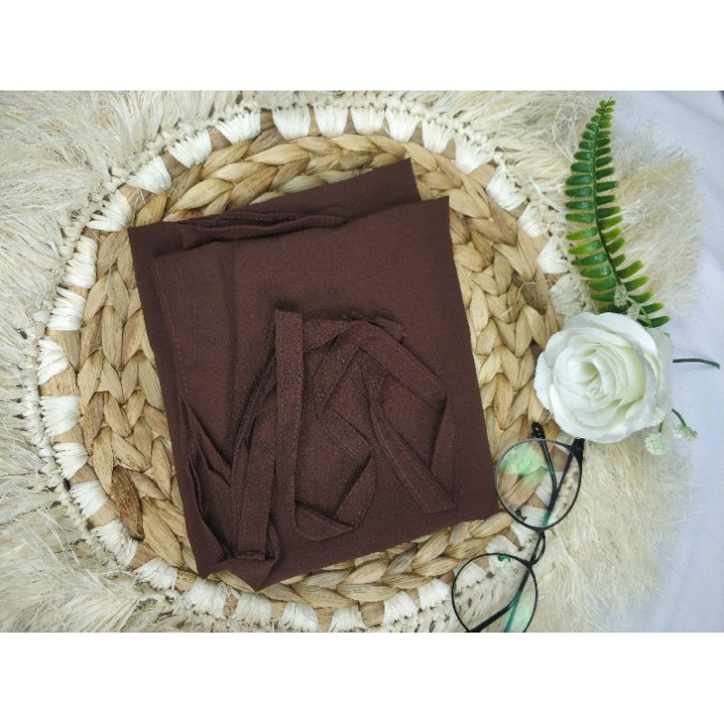 KHIMAR AZKIA SIMPLE TALI INSTAN/BERGO DIAMOND-Azkia coklat tua