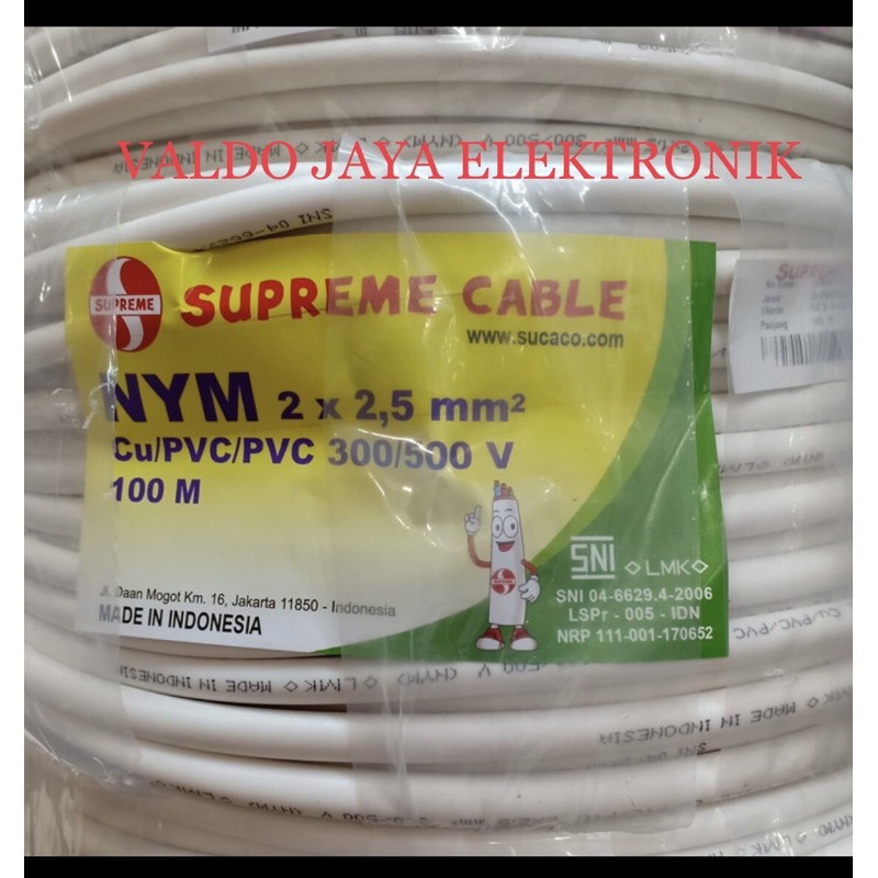 Kabel Listrik SUPREME NYM 2x2,5 Kabel SUPRIME 100Meter Kabel Kawat SUPREME