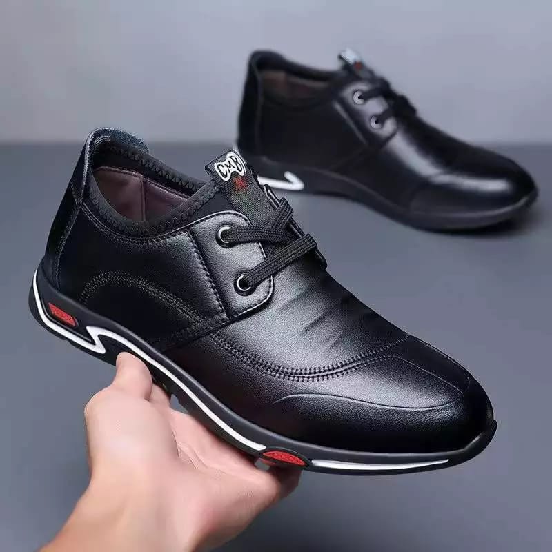 Sepatu Pantofel Pria Kulit Asli Buat Kerja Formal Import Kasual Leather Hitam Cokelat GS19