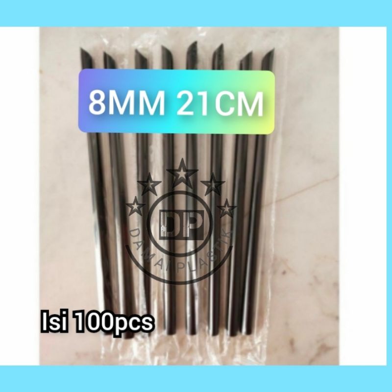 SEDOTAN PLASTIK 8MM 21CM 100PCS Sedotan Bubble Boba Cochoc Steril Bungkus Plastik Hitam 8 mm 21 cm