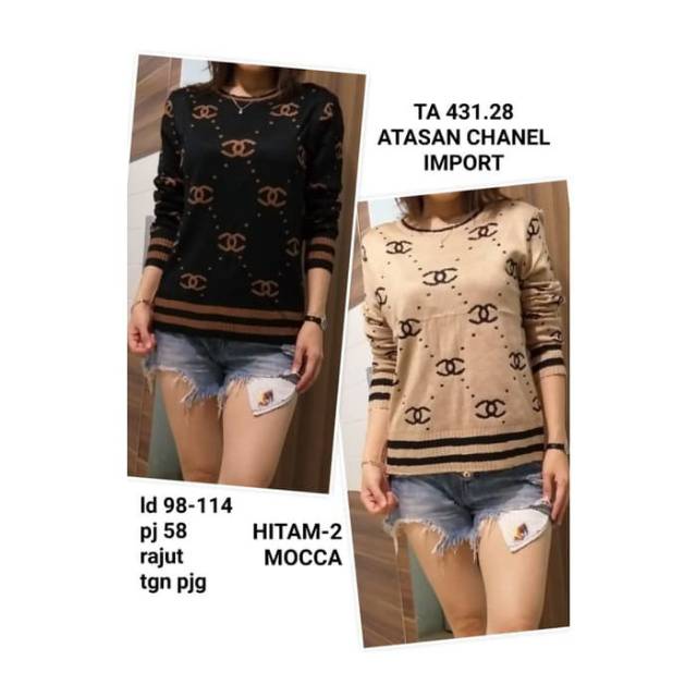 4 warna atasan rajut CHANEL import,detail sesuai  pict