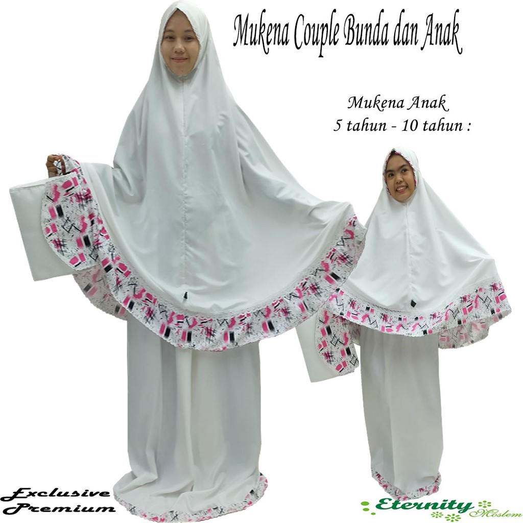 Mukena COUPLE Ibu dan Anak 5Tahun-10Tahun Mukena Printing Couple Mukena ETERNITY premium Terbaru