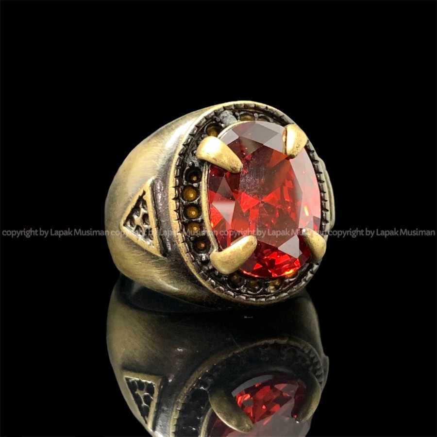 [Bayar di Tempat] Cincin Pria Merah Ruby Super Ekslusif