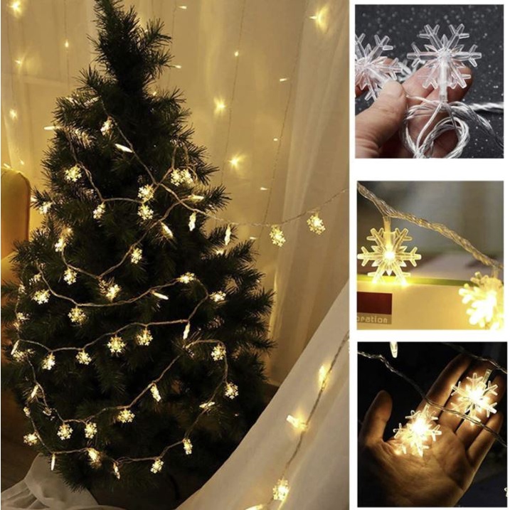 DODORY Lampu Tumblr Salju 8,5m Dekorasi Natal Snowflake Lamp Snow Decor Keping Salju Christmas