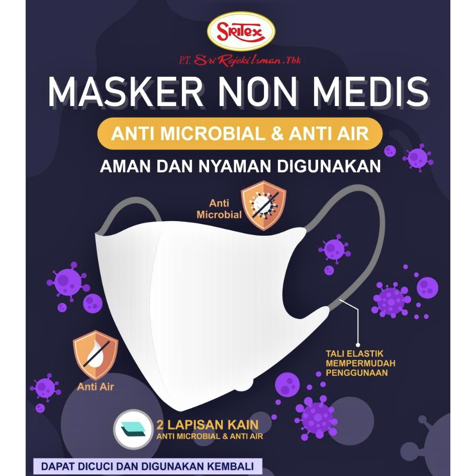  Masker  Kain Sritex  Anti Microbial Masker  Mulut Shopee 
