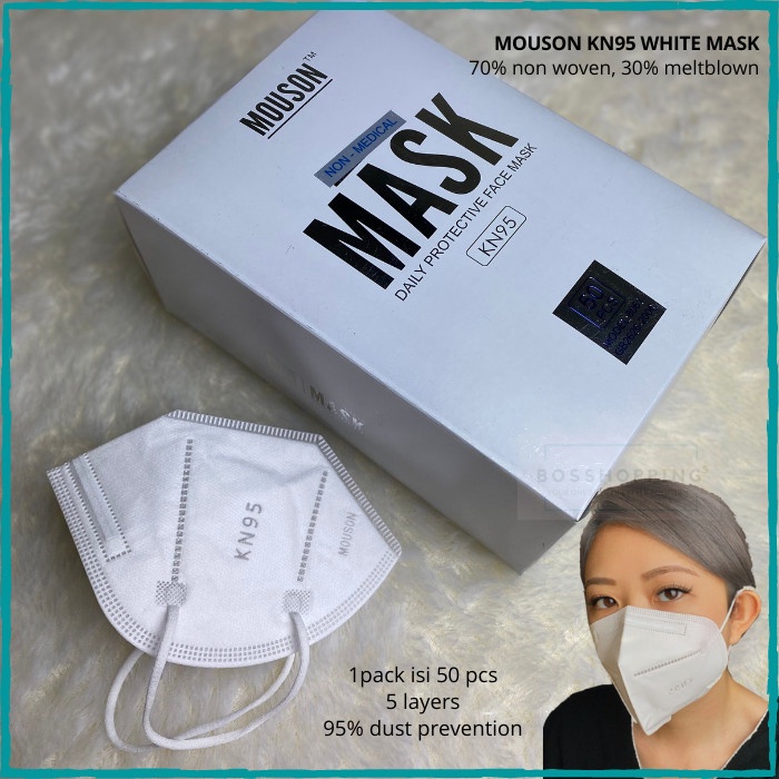 Masker Mouson KF95 White Original Isi 10pc/50pcs - 95% Dust Prevention