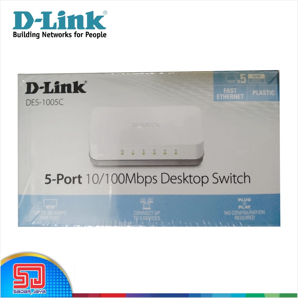 D-Link DES-1005C Ethernet Desktop Switch Hub 5 Port 100 Mbps - Plastik