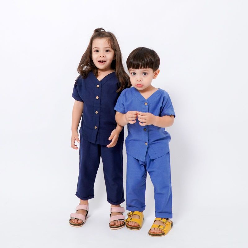 SET KHAFI LINEN STARKIDS UNISEX 1-9y - SETELAN ANAK POLOS UNISEX