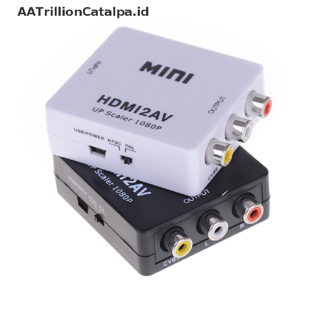 (AATrillionCatalpa) Adapter Konverter Audio Video Mini HDMI2AV Ke AV RCA CVBS 1080P