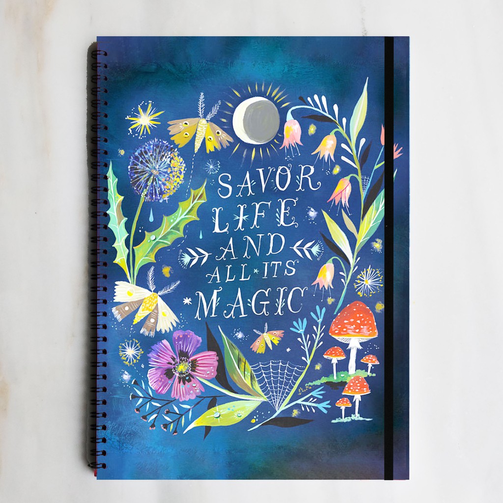 

LIFE & MAGIC Quote Floral Spiral Ruled Notebook Diary Journal Buku Tulis Catatan Sekolah Kuliah