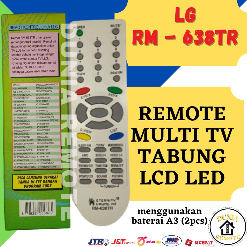 Remot / Remote TV LG TABUNG Multi / LCD / LED LG type CHUNGHE RM 638 tr