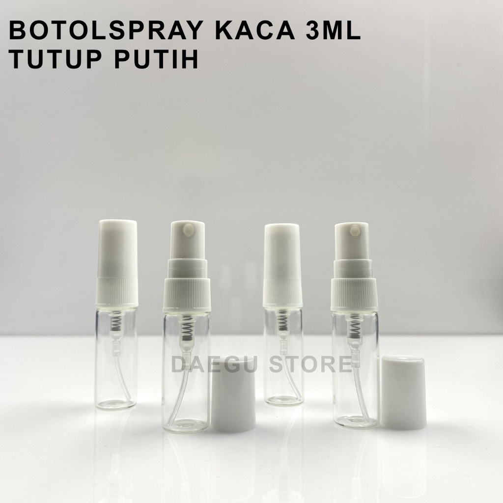 Botol Spray Kaca 3ml Parfum Refill Vial Travel Size Tutup Putih