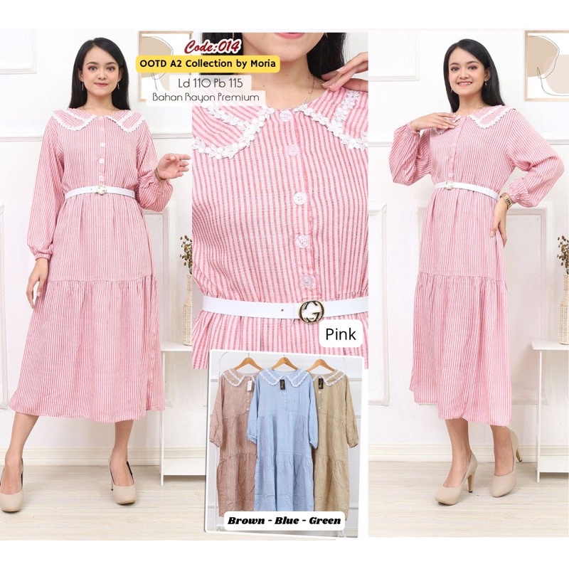 Midi Dress Premium/Midi Dress Rayon Premium/Atasan Muslim Midi Dress/Midi Dress Jumbo Motif Salur Ce