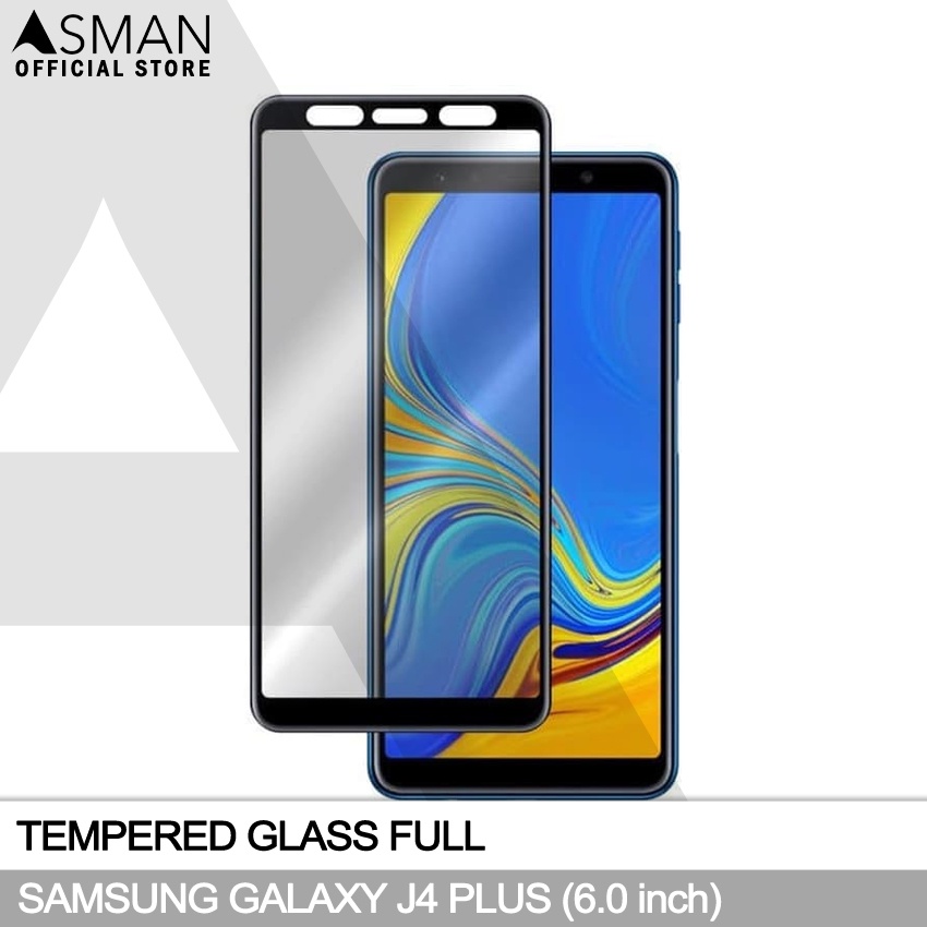 Tempered Glass Full Samsung Galaxy J4 Plus (6.0&quot;) | Anti Gores Kaca - Hitam