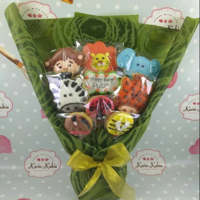 

Buket Ulang Tahun tema Animal kukis 9 pcs