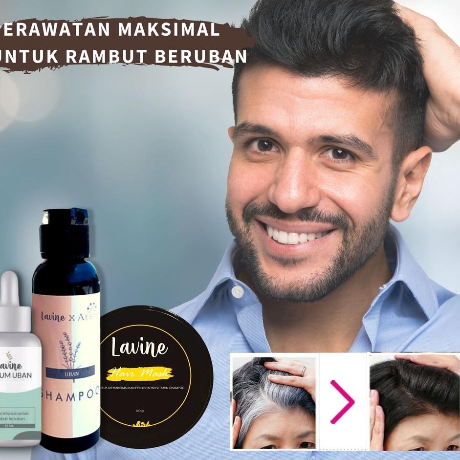 Berkualitas! Lavine Shampoo dan Serum Uban  Penghilang Uban permanen sampo hair mask ..