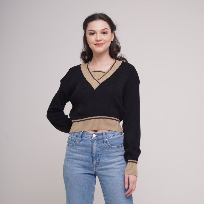 Luna Sweater Crop Top Knit Rajut