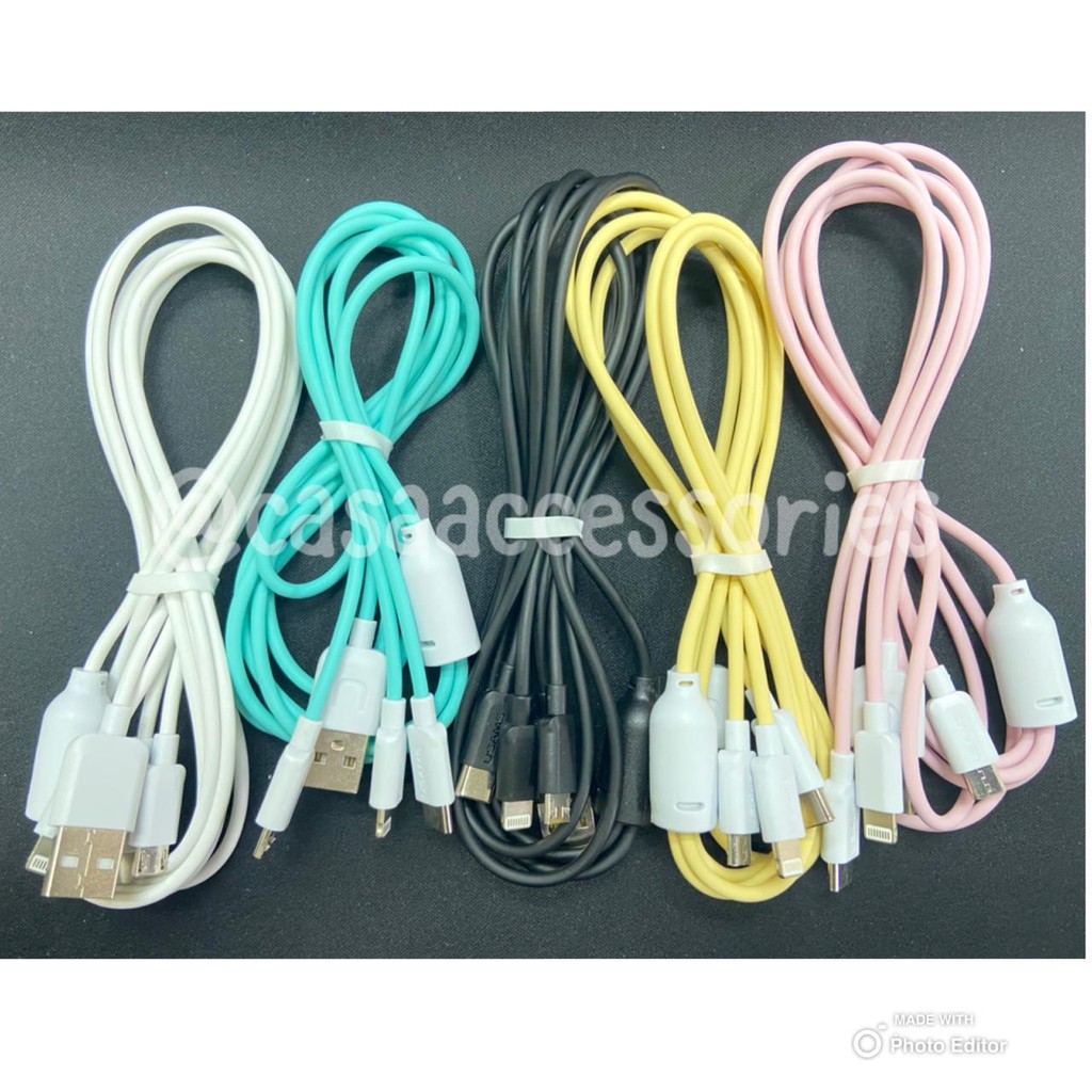 USAMS Kabel Data 3in1 for Apple Lightning / Samsung / Nokia / Xiaomi / Redmi / Oppo / Vivo / etc