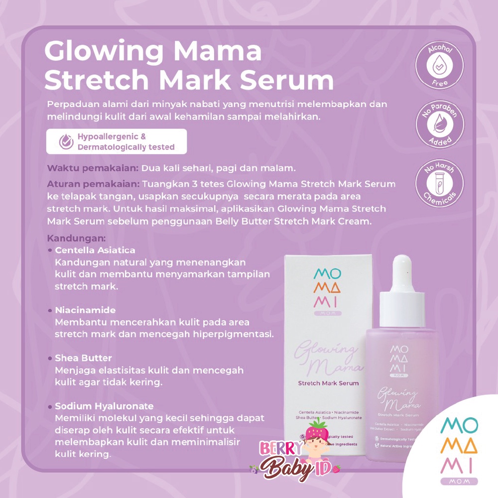 Momami Glowing Mama Stretch Mark Serum Penghilang Stretchmark Mo Ma Mi Berry Mart