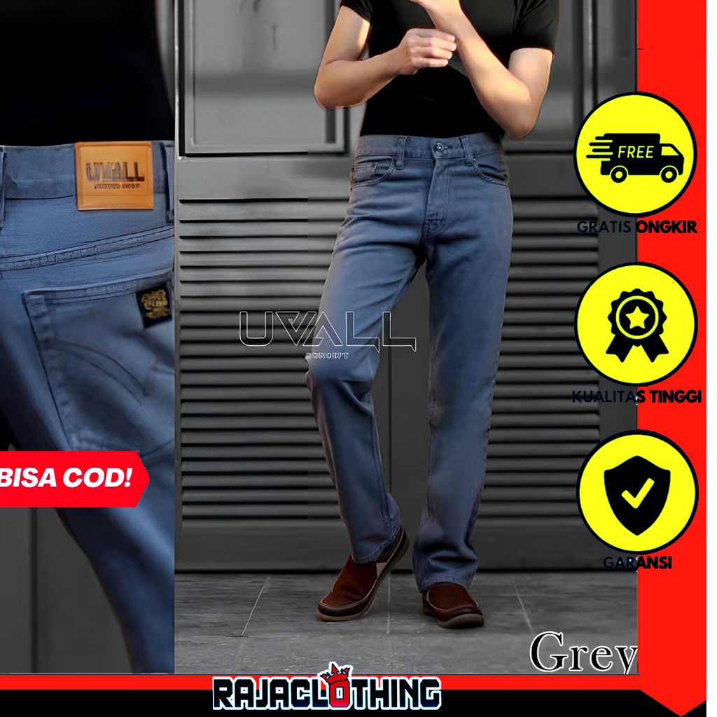 RCL - Celana Jeans Model Standar Regular Uvall Pria / Celana Jeans Model Standar Regular Uvall Pria - Abu (28-38)