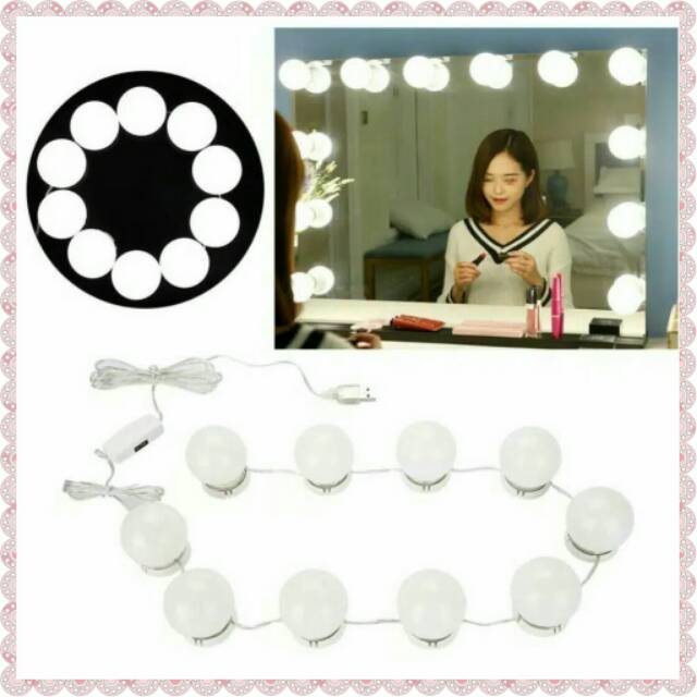 LED Vanity Mirror USB / Lampu Makeup Cermin USB / Lampu Cermin USB / Lampu Led Tempel USB