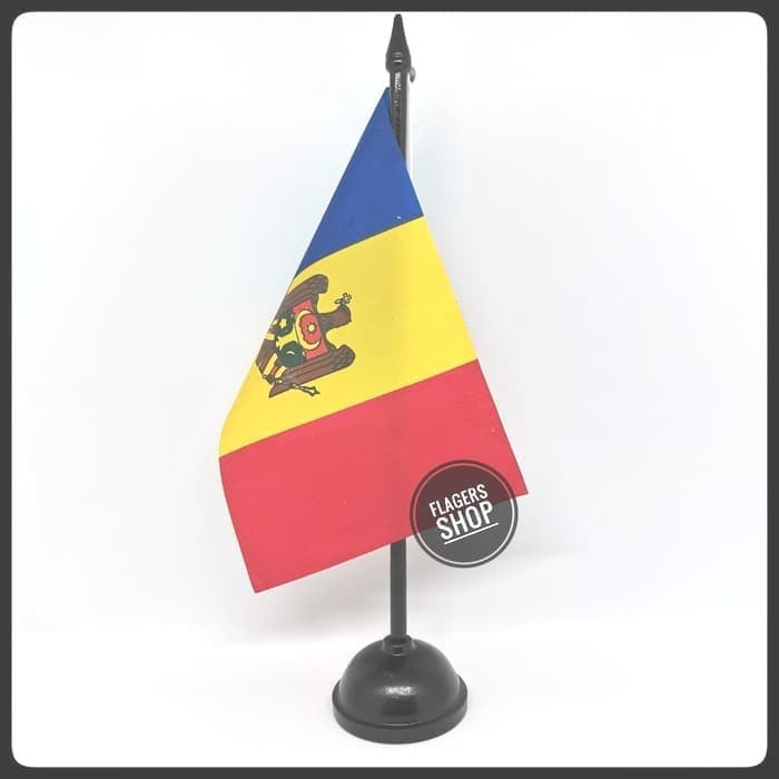 

Bendera Meja Moldova + Tiang Kayu