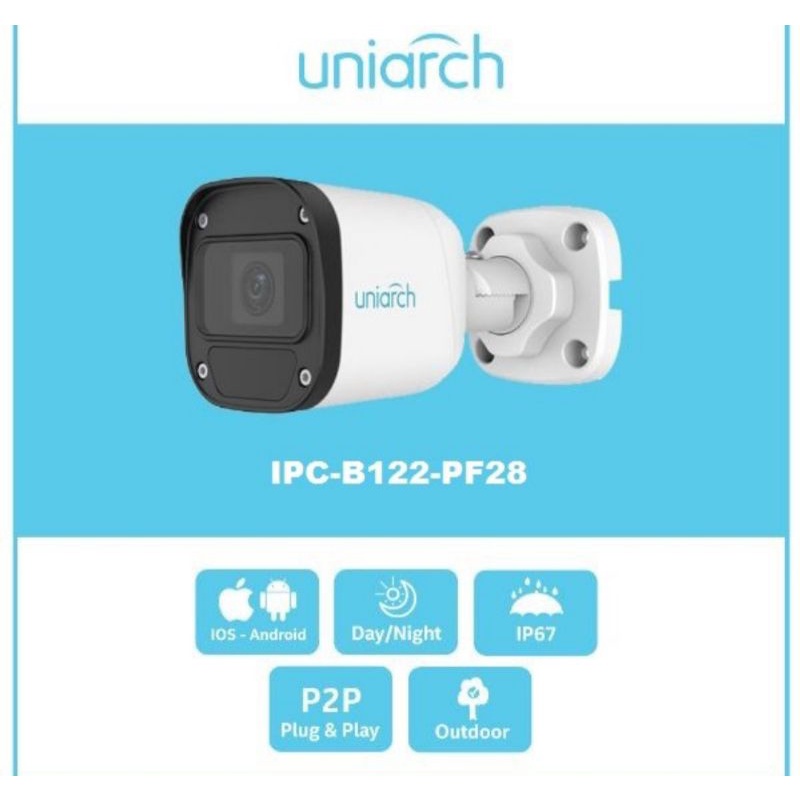 IPC-B122-PF28 UNV Uniview Resmi IP Camera CCTV Outdoor 2mp PoE
