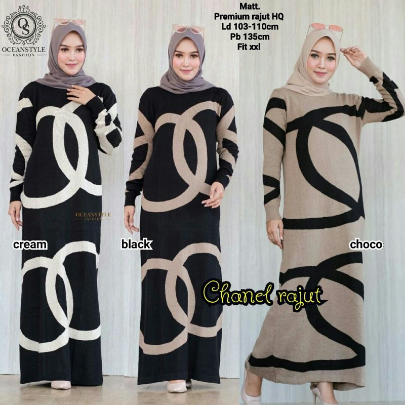 chanel rajut baju gamis rajut terbaru grosir murah