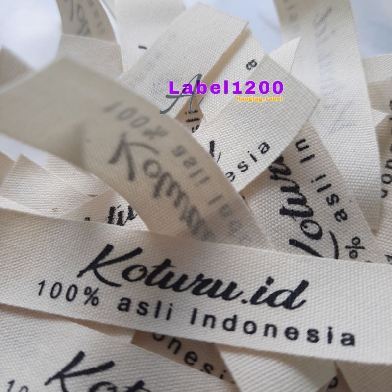 

label hijab pita katun label baju bonus potong