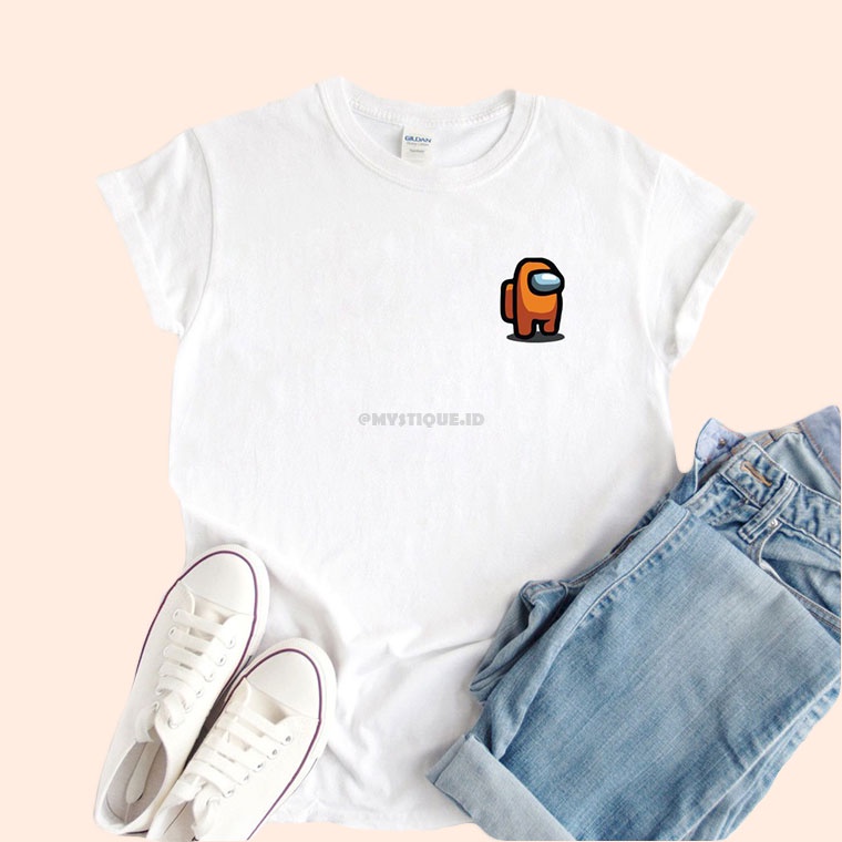 MYSTIQUE.ID - BAJU KAOS AMONG US ORANGE CHARACTER AESTHETIC DAN LUCU