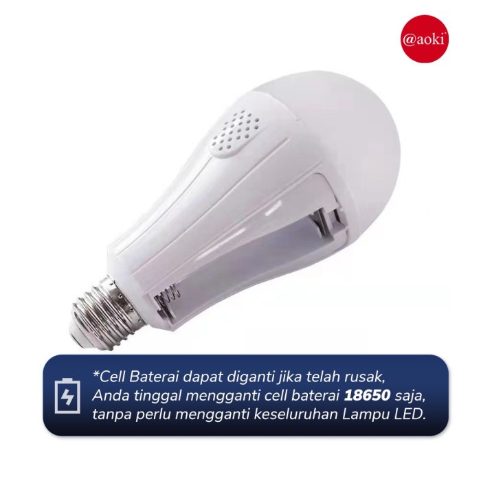 AOKI 2in1 Lampu Magic Ajaib Emergency Darurat AC DC Baterai Bisa Dilepas Pasang Dapat 1 baterai