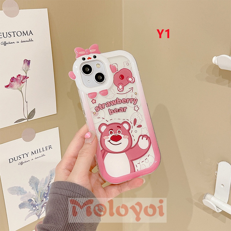 Soft Case TPU Motif Kartun Beruang Lotso 3D Untuk IPhone 7Plus XR 11 13 12 14 Pro MAX 6 6S 7 8 14 Plus X XS MAX SE 2020