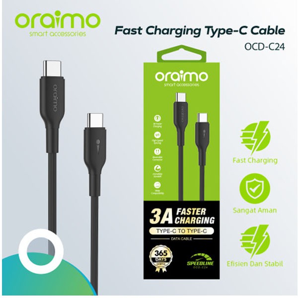 Oraimo Kabel Data Charger Fast Charging Type-C to Type-C Cable OCD-C24