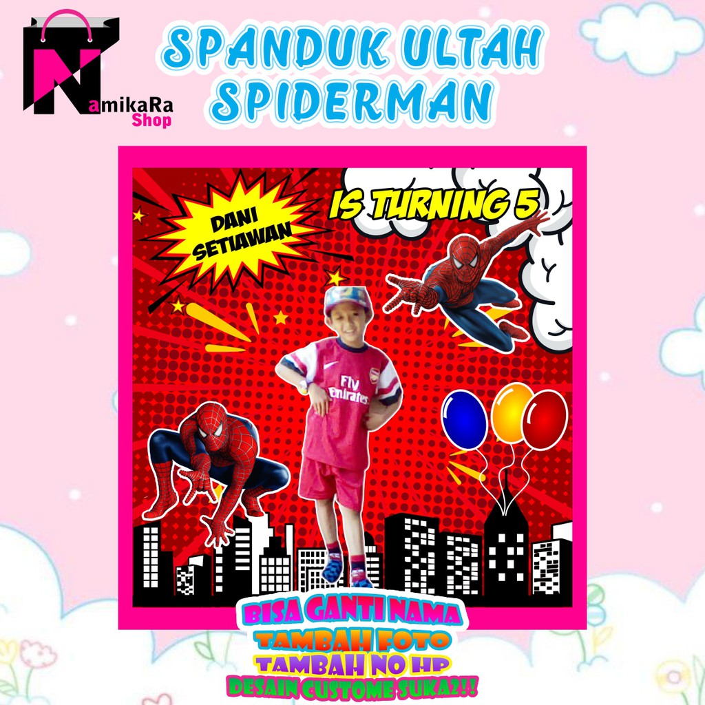 Banner Spanduk Backdrop Happy Birthday Ulang Tahun Tema Spiderman Termurah