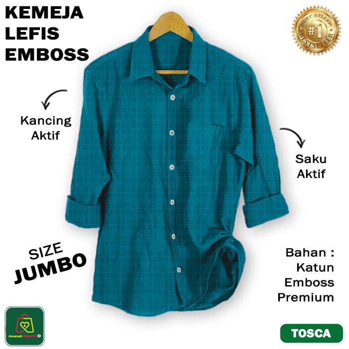 Kemeja Pria Lengan Panjang LEFIS JUMBO Katun EMBOSS Size M - XXL / 26940 26942 26944 26946