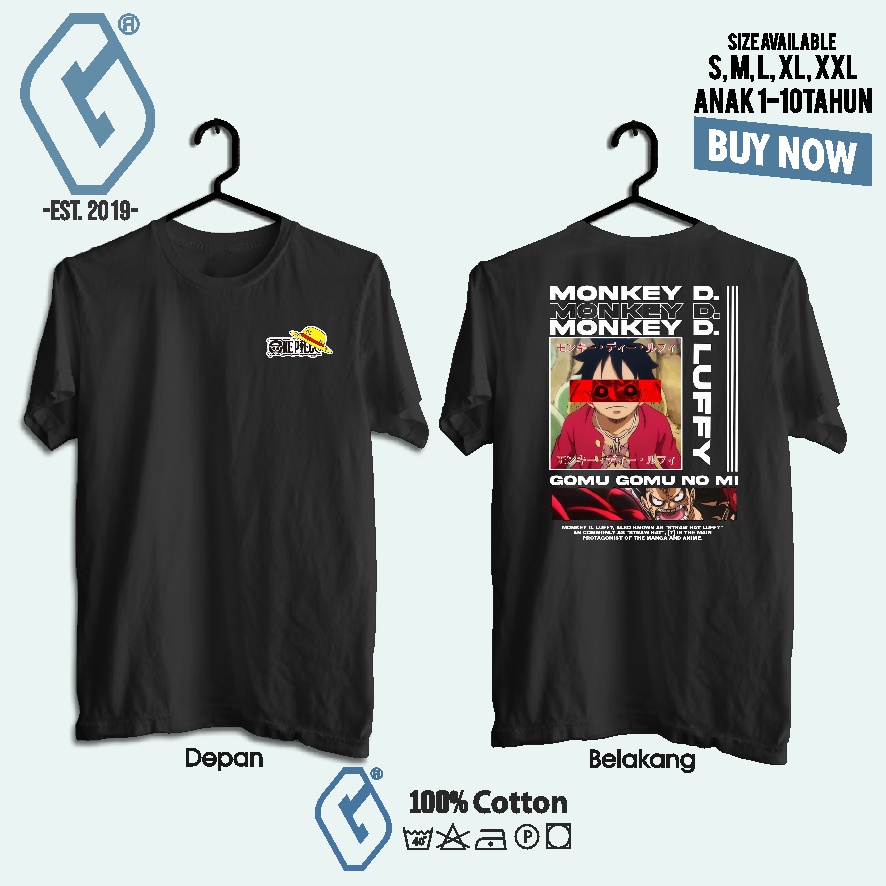 kaos distro one piece luffy / baju one piece luffy premium