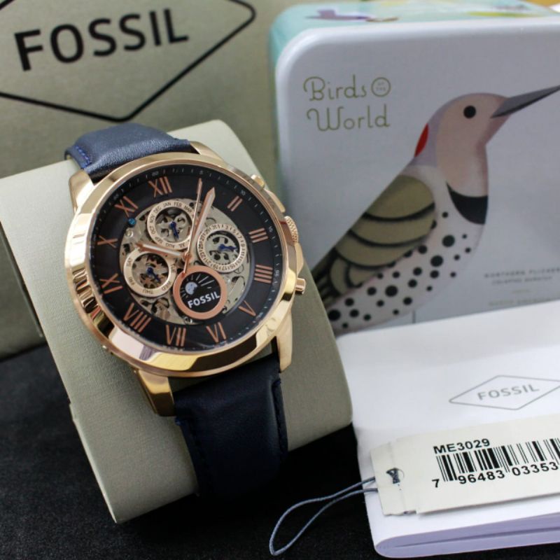 JAM TANGAN PRIA WANITA | RANTAI | KULIT | KARET | MURAH | F0*SIL ME-3029 ORI AUTOMATIC STRAP LEATHER