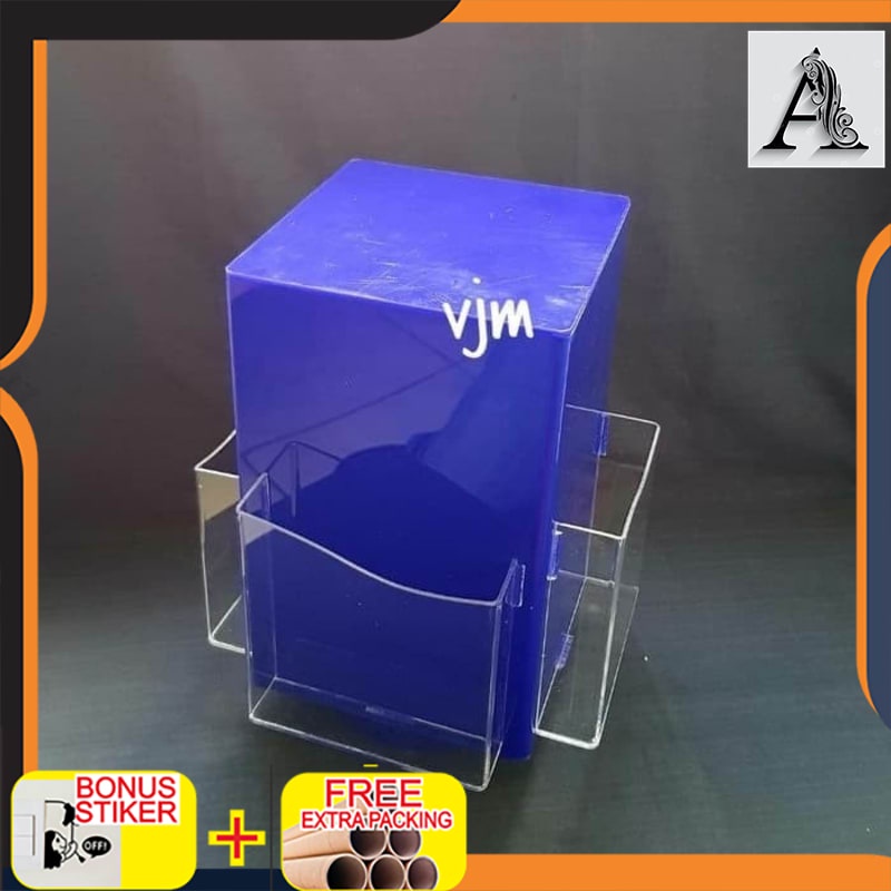 

Promo brosur holder acrylic putar 4d biru tempat brosur akrilik
