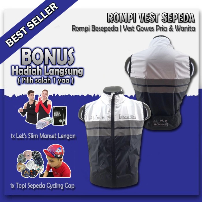 Rompi Sepeda Lipat Brompton - Brompton Vest (White Combi Black) BEST SELLER