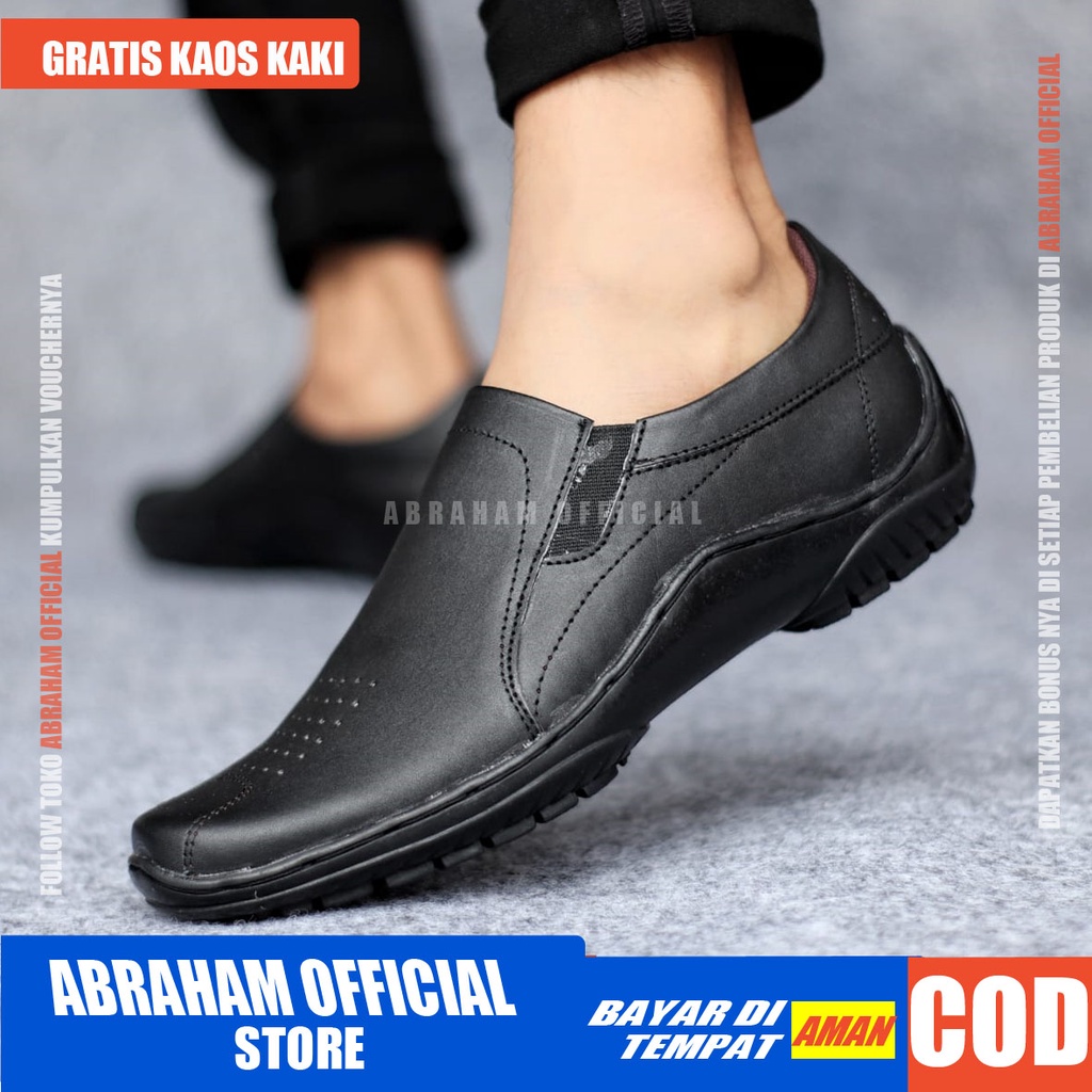 ABRHM Verdic Hitam Sepatu Kulit Pria