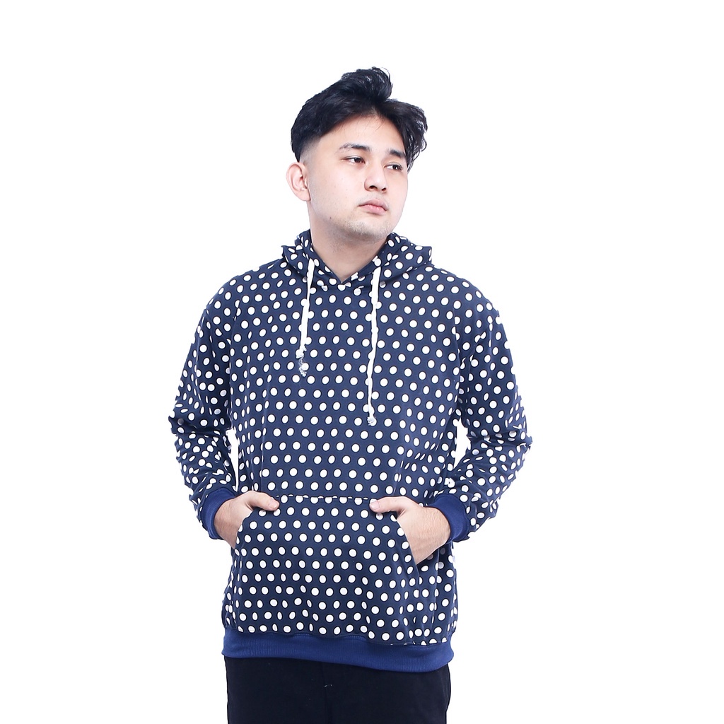 Heyho Hoodie Pullover Big Polka Blue Navy