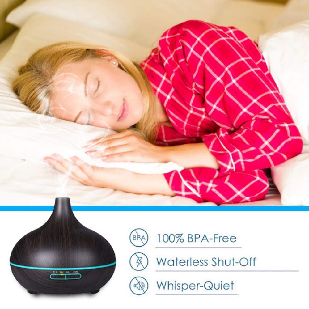 Humidifier H06 Wood Black Essential Aroma Diffuser Ultrasonic 7 Colors