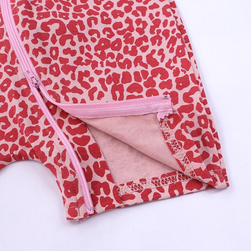 BABY K2 - Baby short zippersuit motif leopard pink