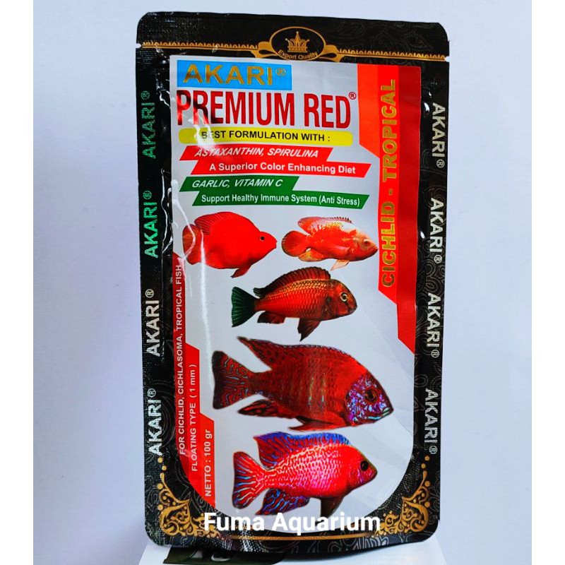 READY STOK.!! AKARI Premium Red Cichlid-Tropical 100gr Butiran 1mm Apung