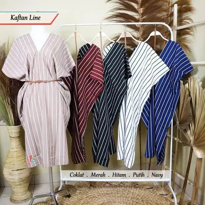 kaftan v neck salur free belt / kaftan motif stripe